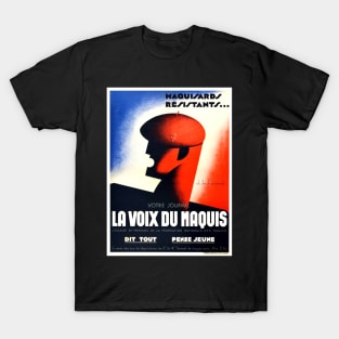 WWII French Resistance Voix Du Maquis Fighters Magazine 1940s T-Shirt